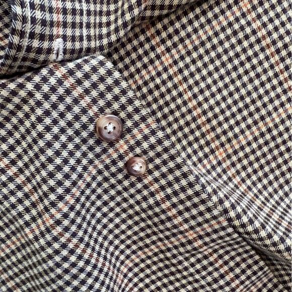 Brooks Brothers 346 Mens Shirt Wool Blend Button Down Gingham Tan/Black Size XXL - Picture 7 of 10